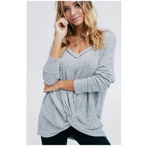TWISTED FRONT TUNIC SWEATER